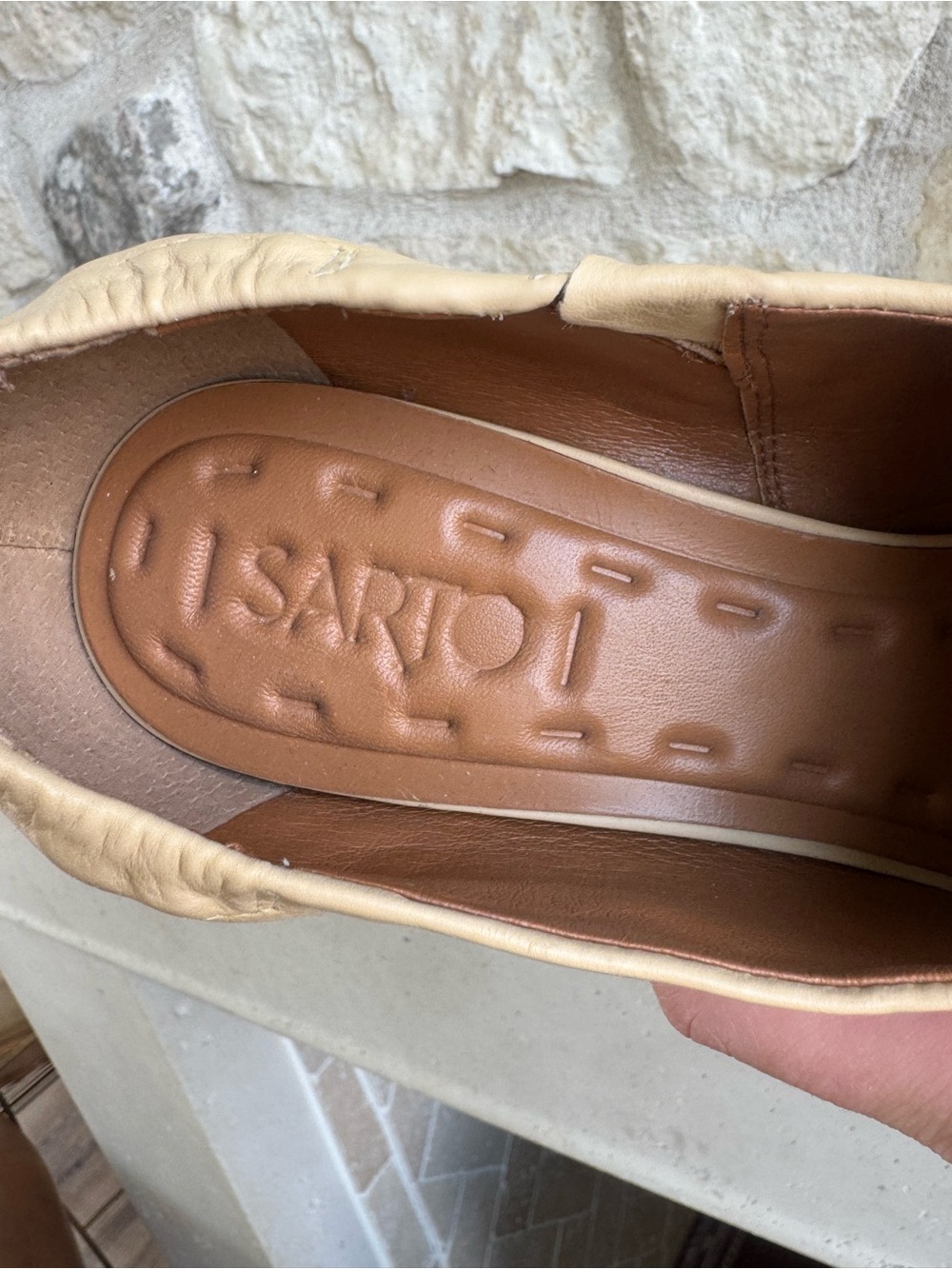 Franco Sarto Cream Leather Slip-On Heels - Picture 2 of 6